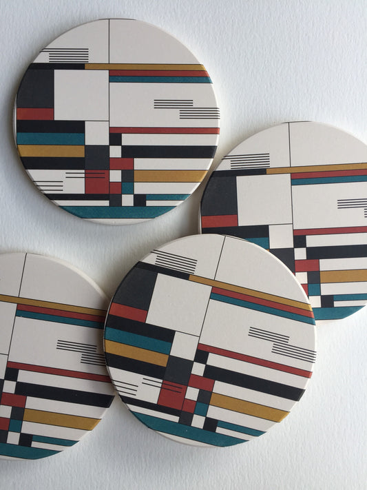 BAUHAUS COASTERS set of 4 ceramic absorbent coasters