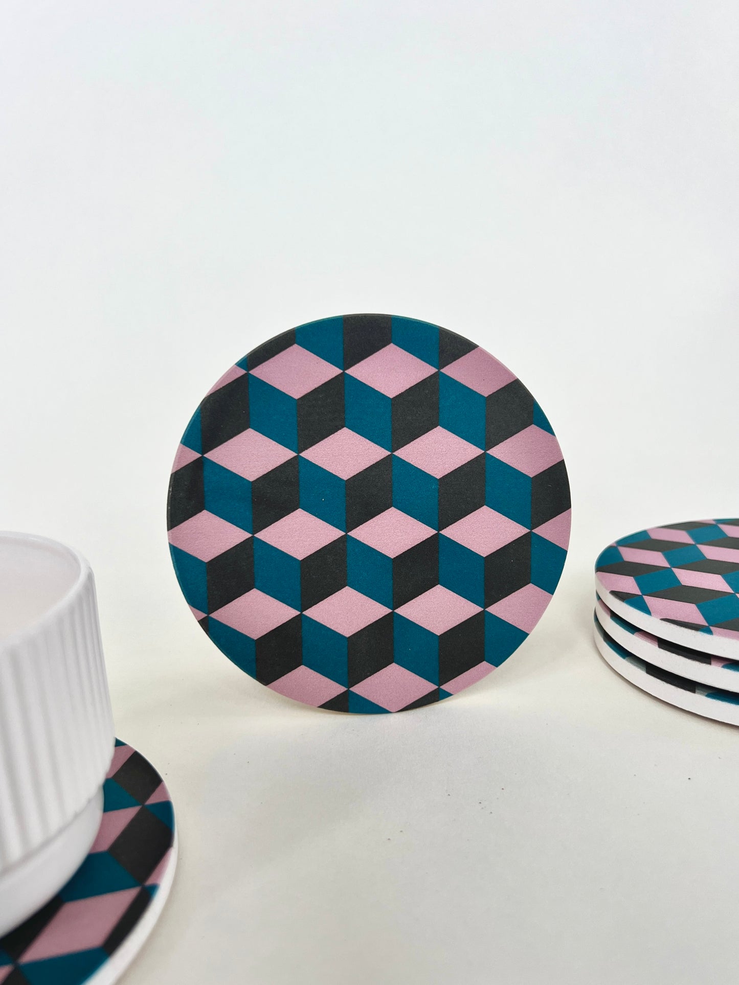 CUBES COASTERS set of 4 ceramic absorbent coasters