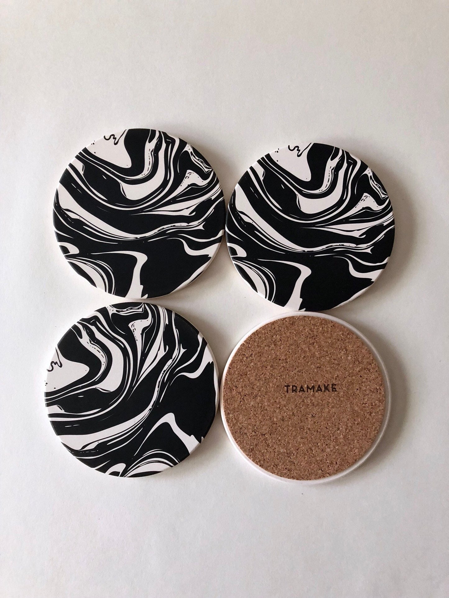 MARBLE COASTERS set of 4 ceramic absorbent coasters