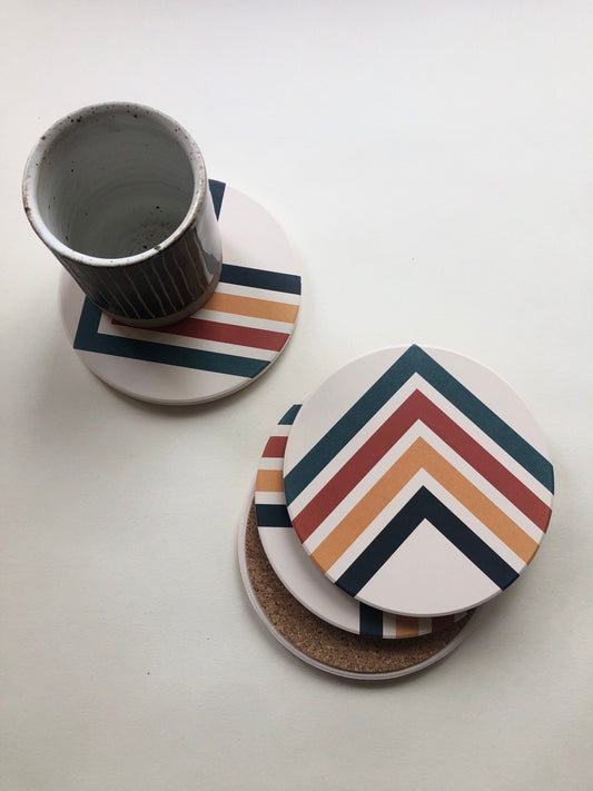 ANGLES COASTERS set of 4 ceramic absorbent coasters