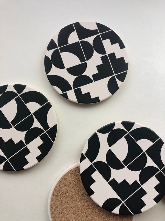 SHAPES COASTERS set of 4 ceramic absorbent coasters