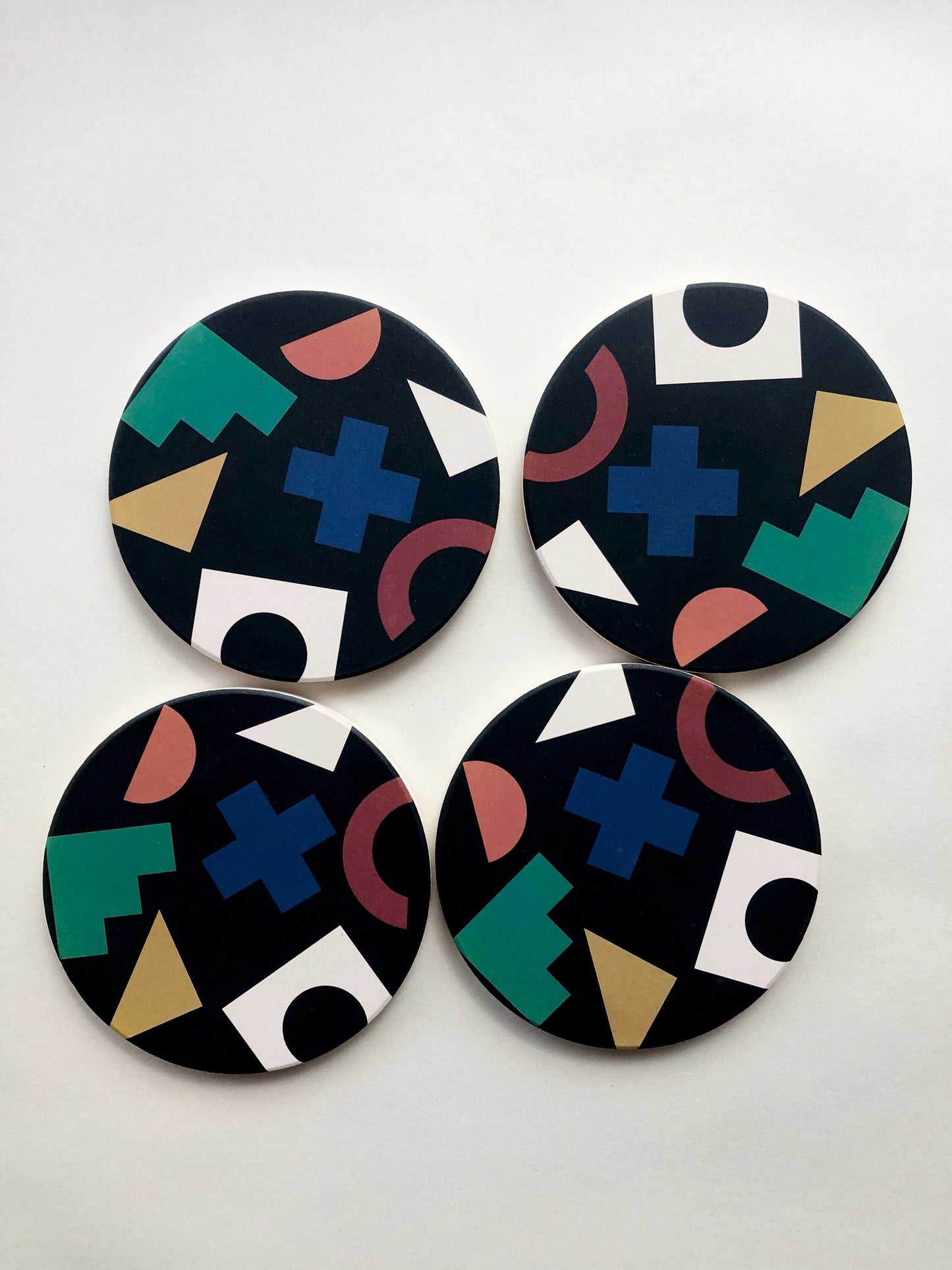 COLLAGE COASTERS set of 4 ceramic absorbent coasters