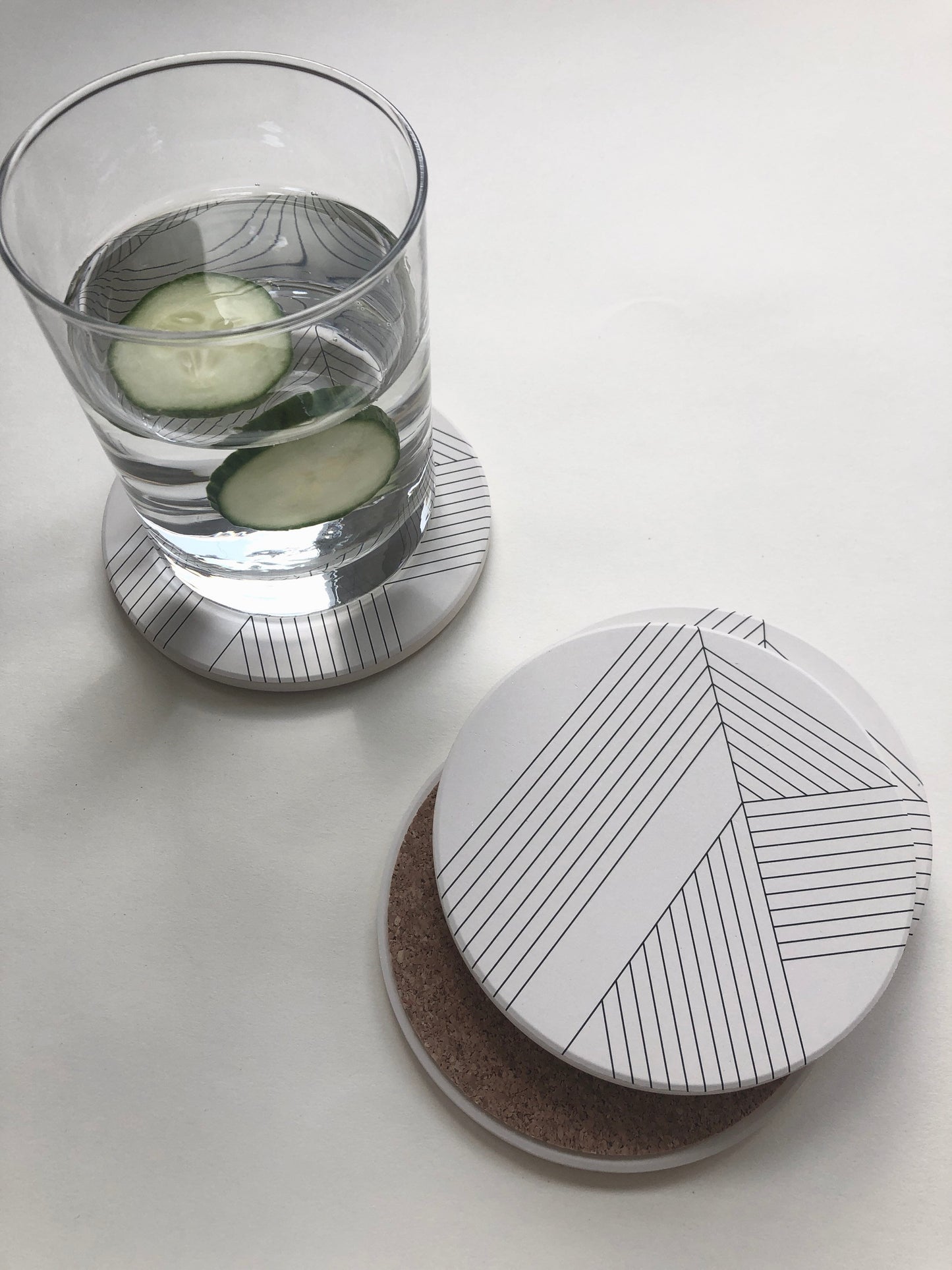 DECO COASTERS set of 4 ceramic absorbent coasters