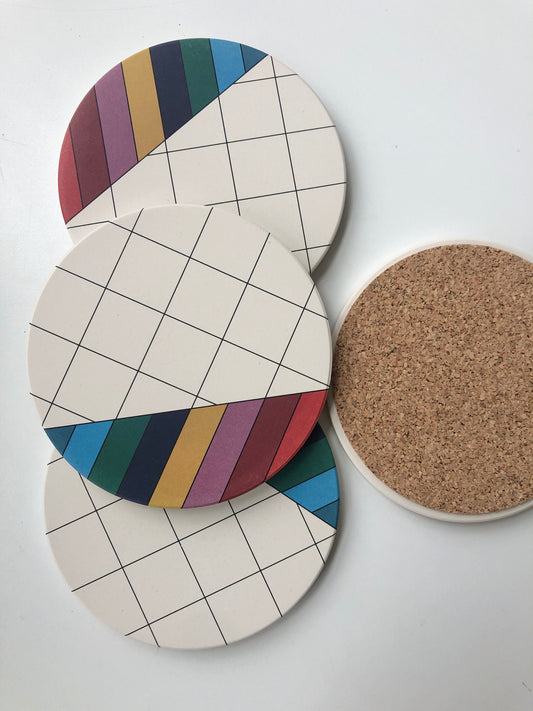 GRID COASTERS set of 4 ceramic absorbent coasters