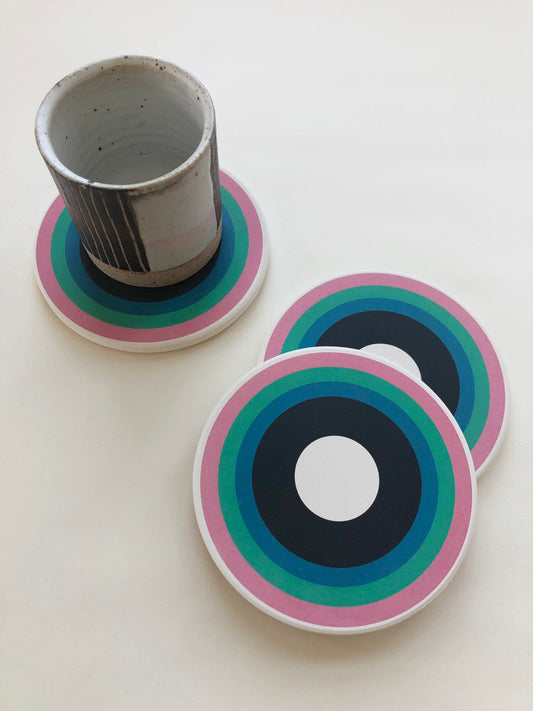 ORBIT COASTERS set of 4 ceramic absorbent coasters