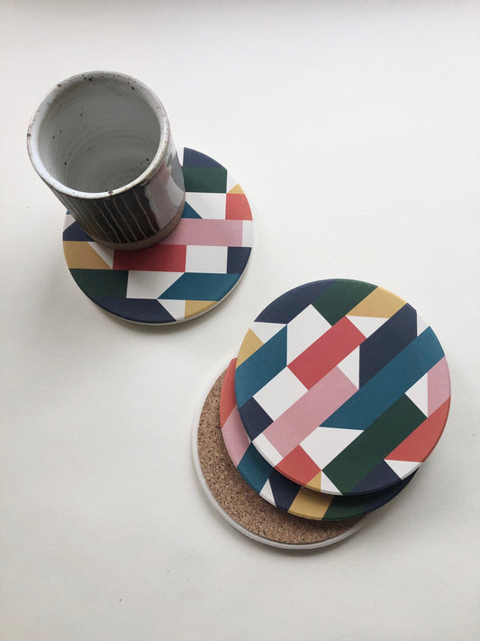 MOSAIC COASTERS set of 4 ceramic absorbent coasters