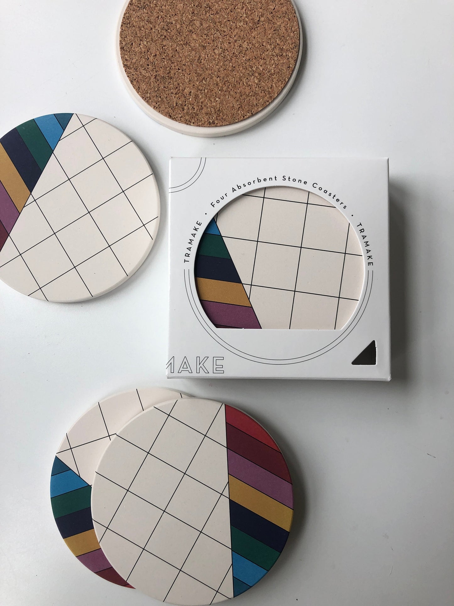 GRID COASTERS set of 4 ceramic absorbent coasters