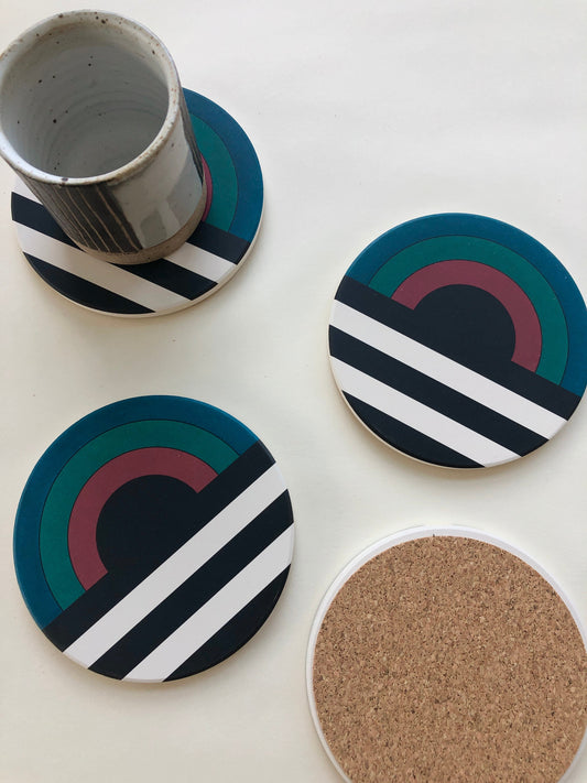 ELEMENT COASTERS set of 4 ceramic absorbent coasters
