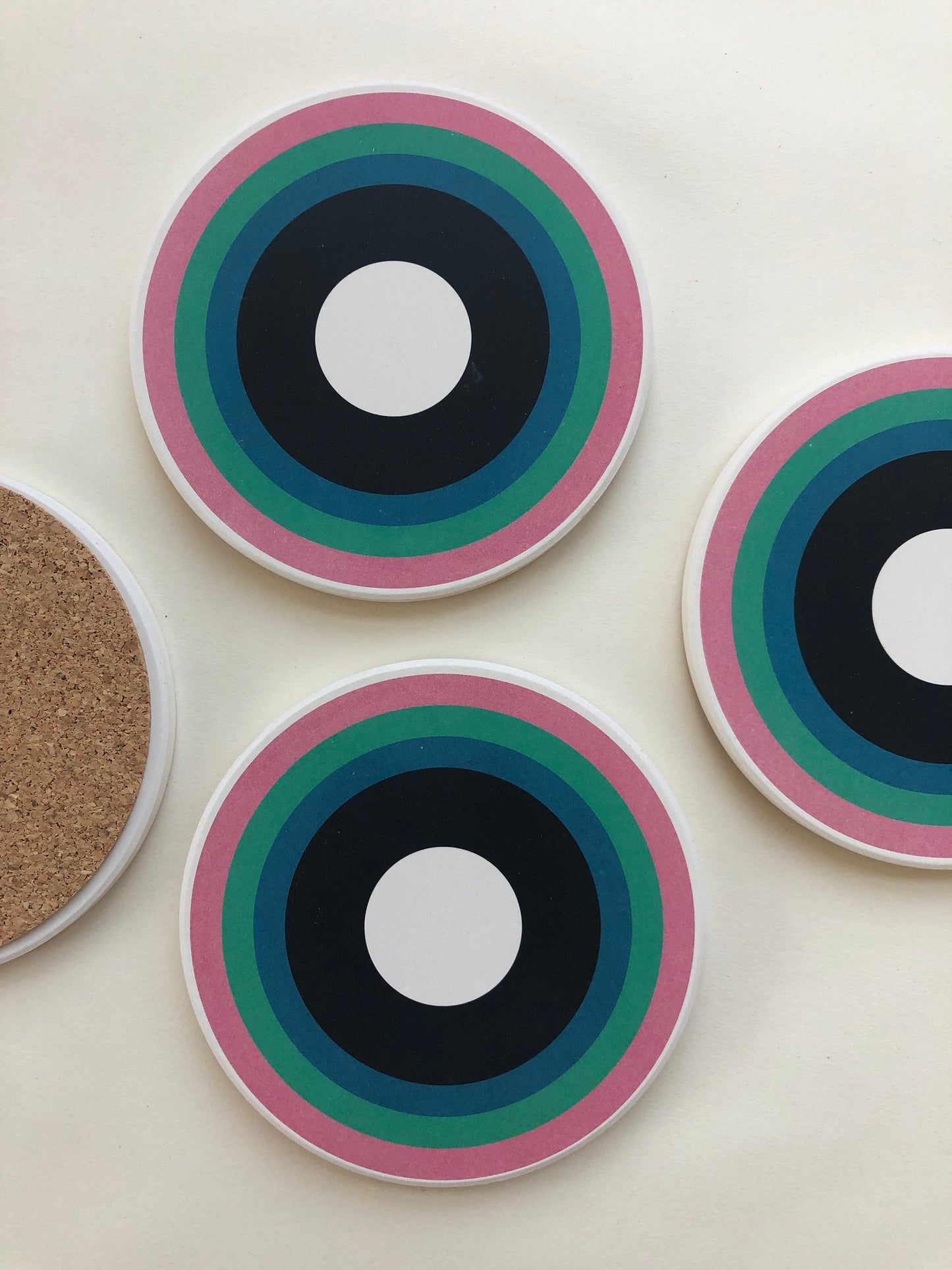 ORBIT COASTERS set of 4 ceramic absorbent coasters