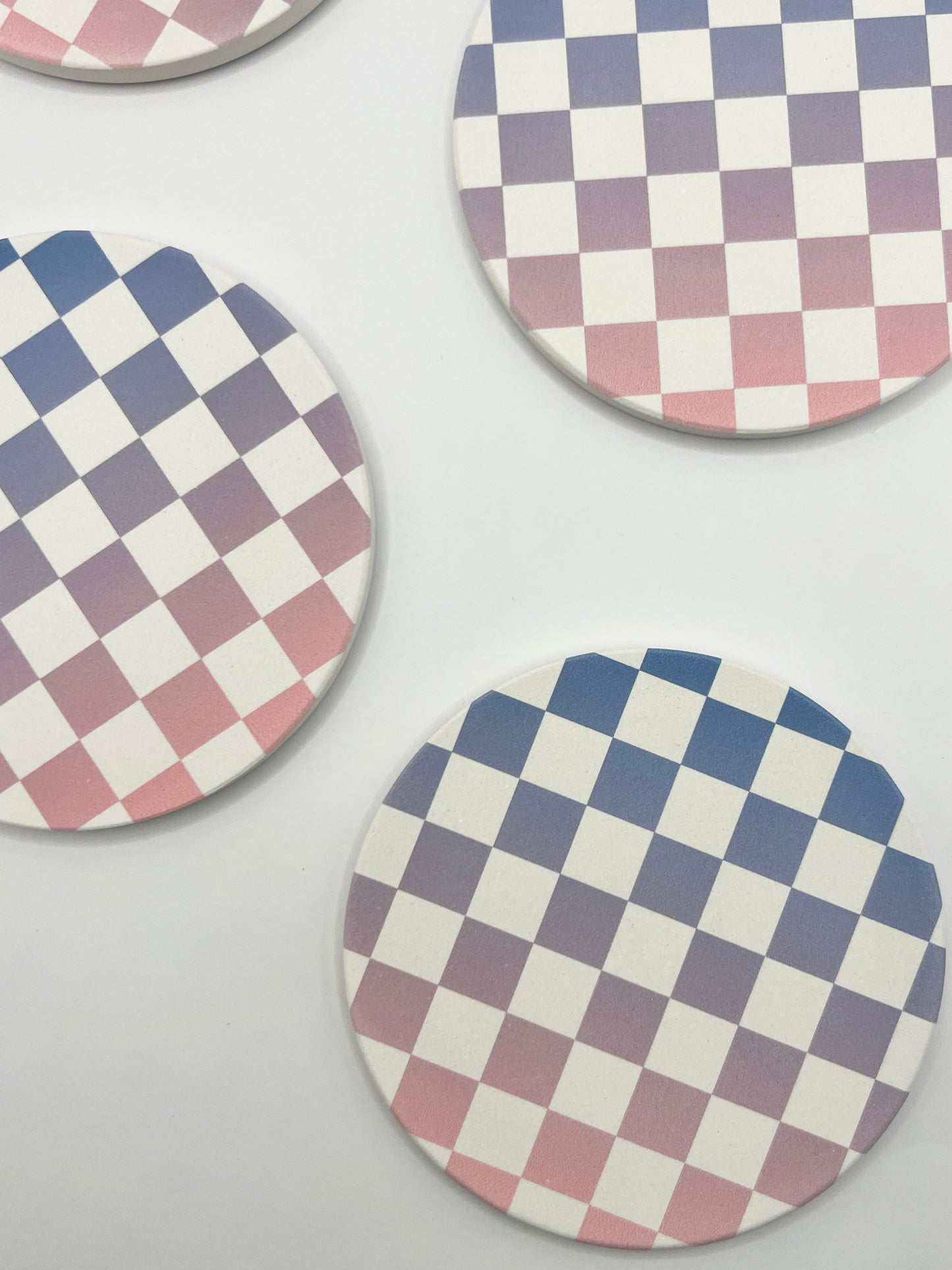CHECKS COASTERS set of 4 ceramic absorbent coasters